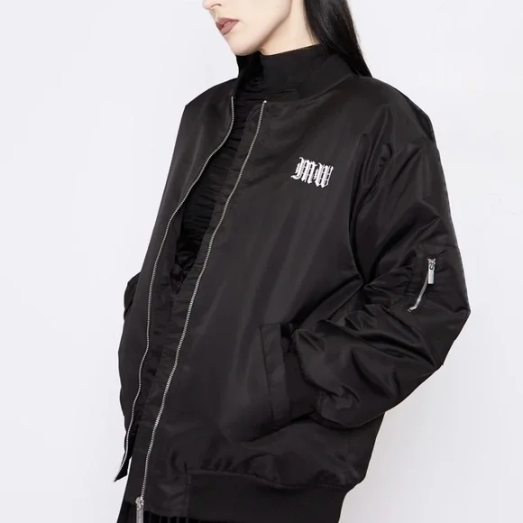 Black Graphic Bomber Jacket - Picture 2 of 10